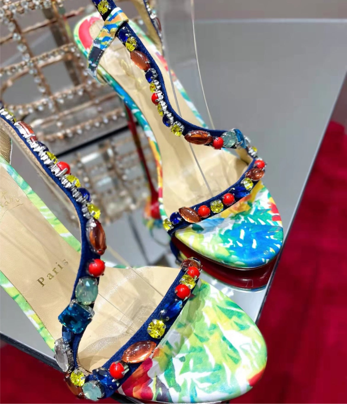 New woman red bottom colorful heel