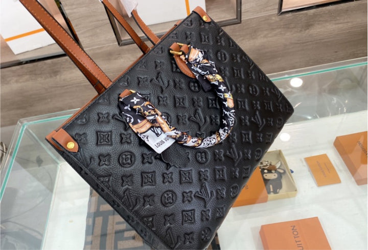 Black leather large LV ladies