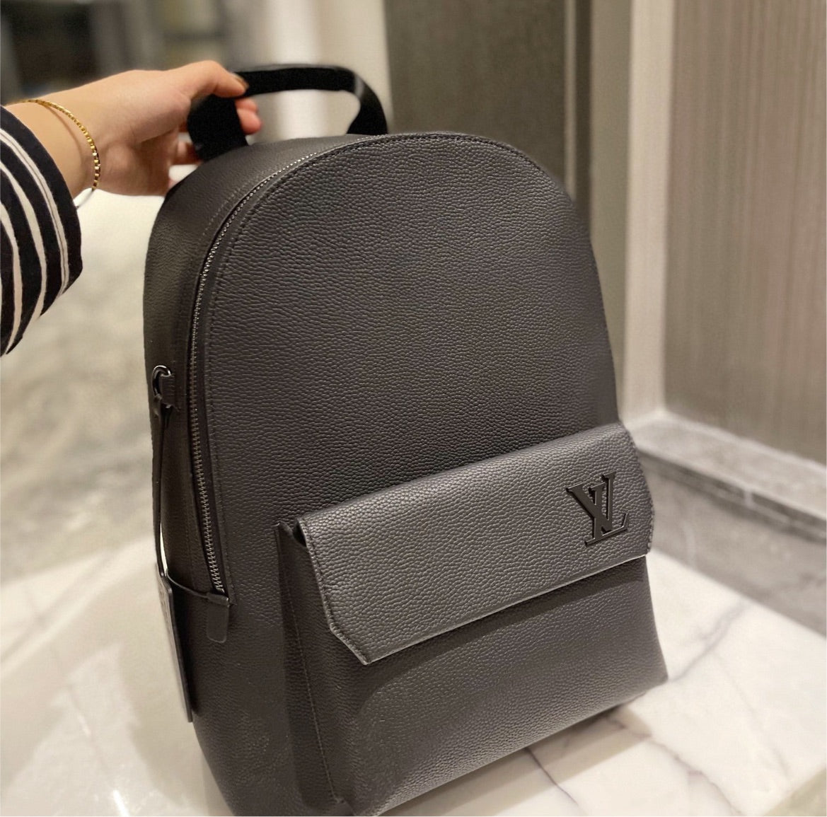 Black LV backpack