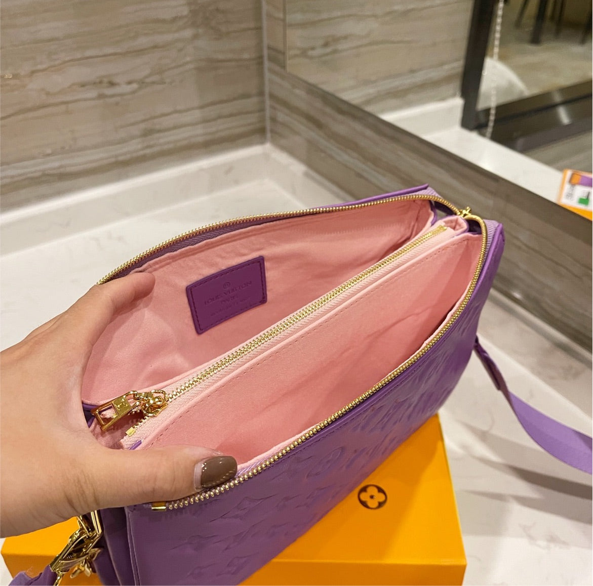 LV purple woman shoulder handbag