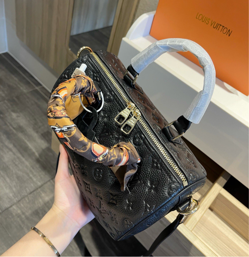 LV black leather handbag