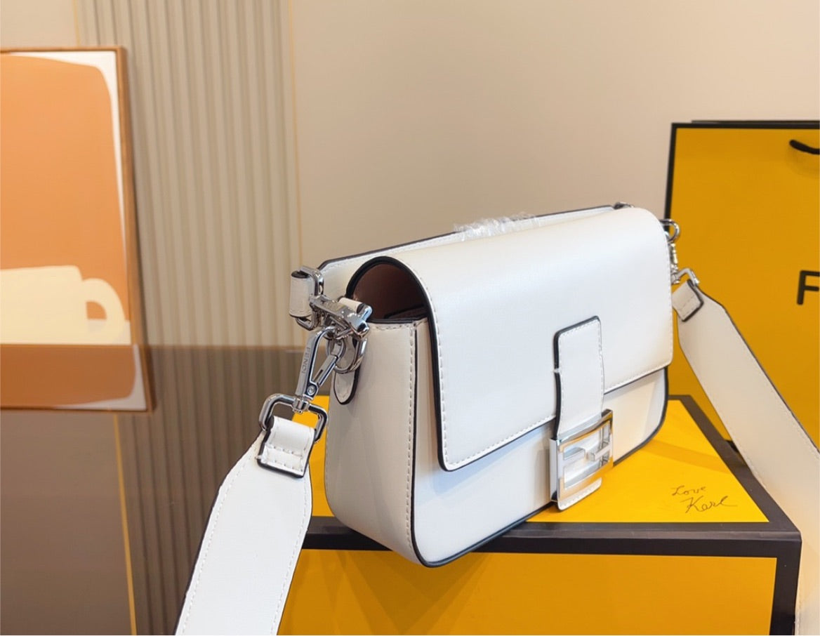 All white Fendi shoulder handbag