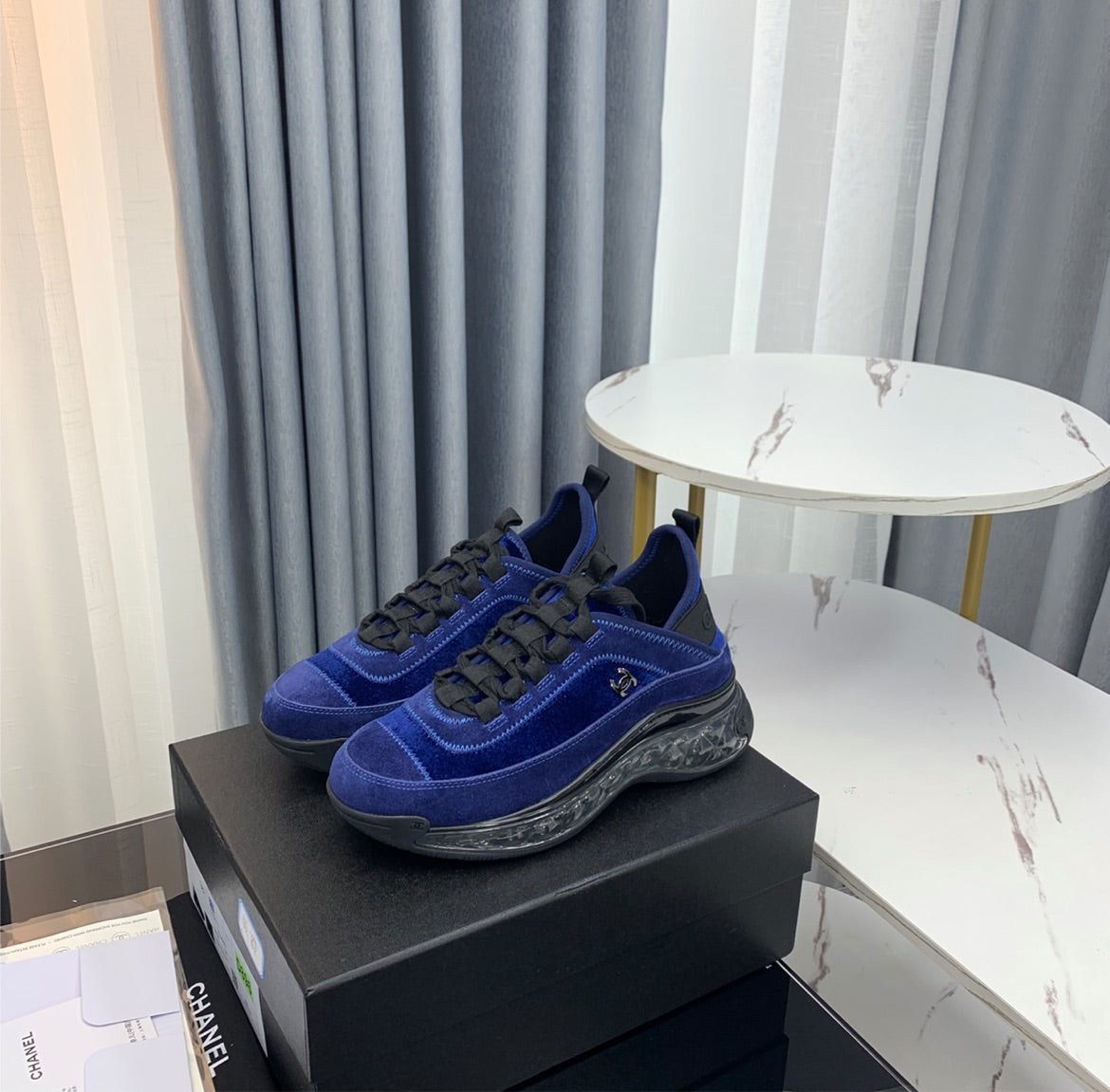 Blue Chanel suede woman sneaker