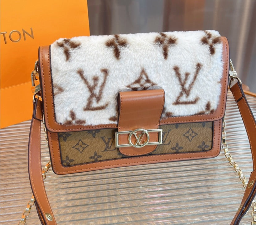 New fur LV crossbody handbag