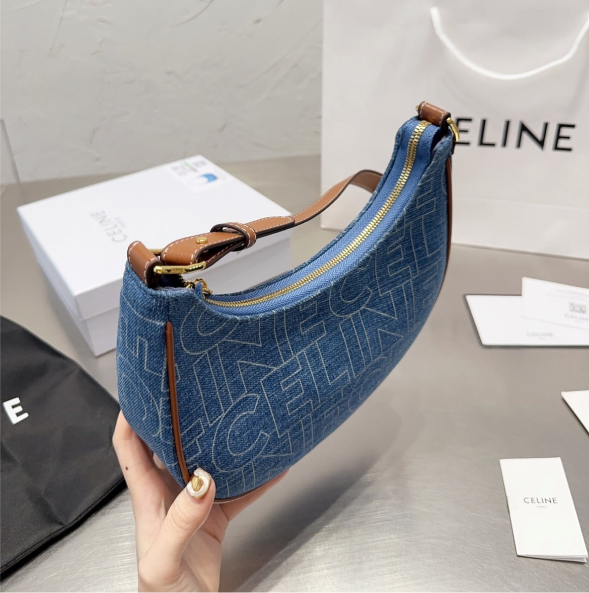Denim woman Celine handbag