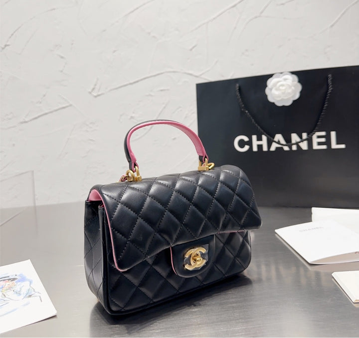 New black/pink Chanel woman handbag