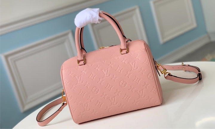 LV pink speedy woman shoulder handbag