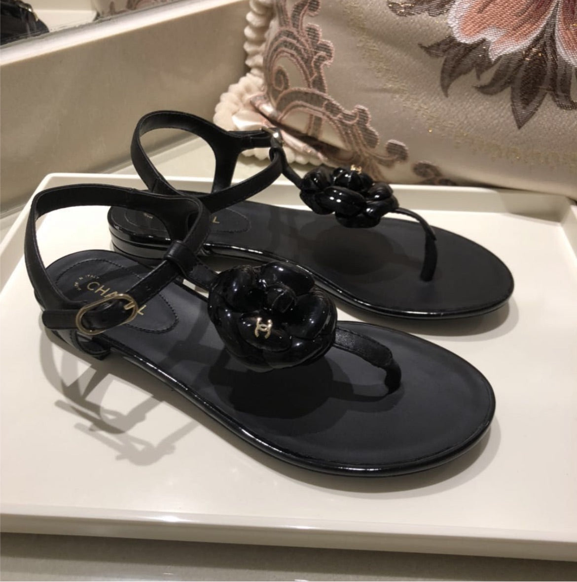 Chanel black woman sandal