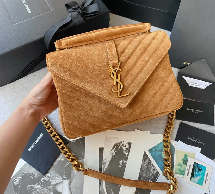 YSL suede material shoulder handbag
