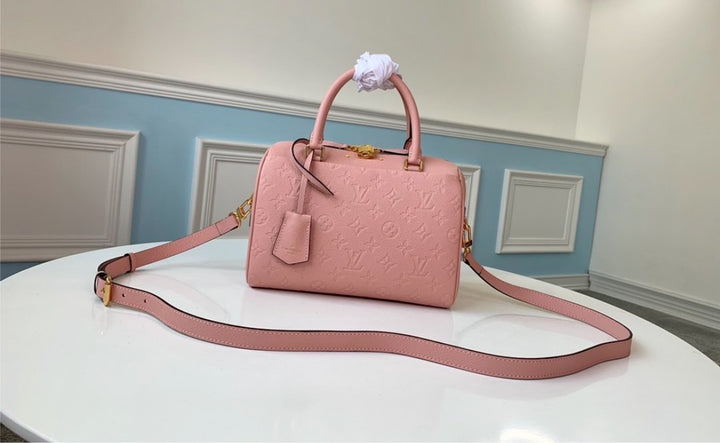 LV pink speedy woman shoulder handbag