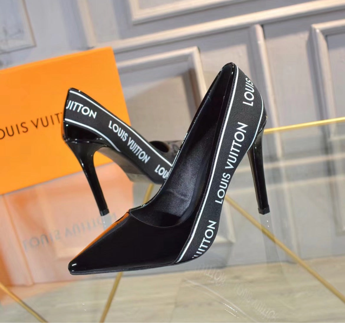 Black LV woman heels
