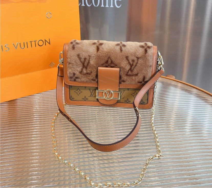 New fur LV crossbody handbag
